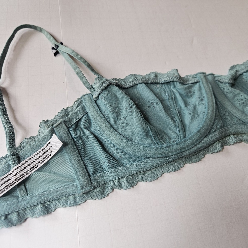 Free People Intimately Lace Bralette Women 32C Blue Balconette Underwirer - Picture 5 of 7